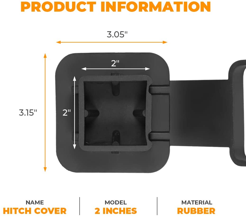 Trailer Hitch Cover Tube Plug Cap 2 Inch Receivers Rubber for Toyota Ford Jeep Nissan Dodge