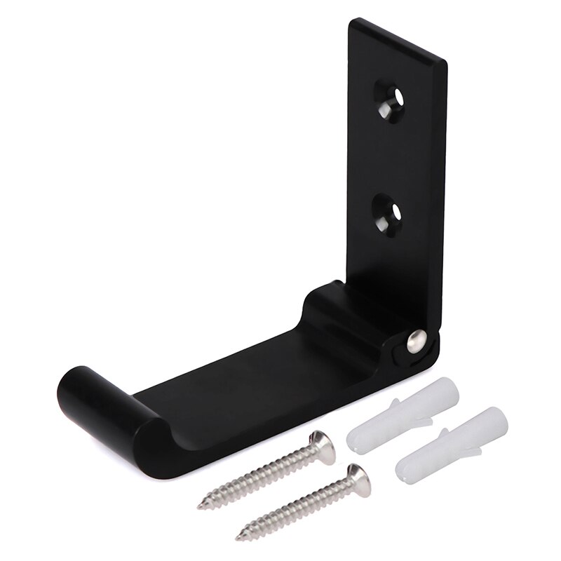 1pc universell 5 farger hodetelefonholder vegghenger krok aluminiumslegering sammenleggbar hodetelefon stativ holder vegg stativ krok: Svart