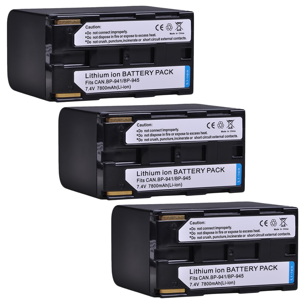 7800mAh BP-941 BP-945 BP941 BP945 batería para Canon A1S XH... G1... G1S XL H1... H1A XL H1S... XL1... XL1S... XL2... GL1... GL2 XH A1: 3x Battery