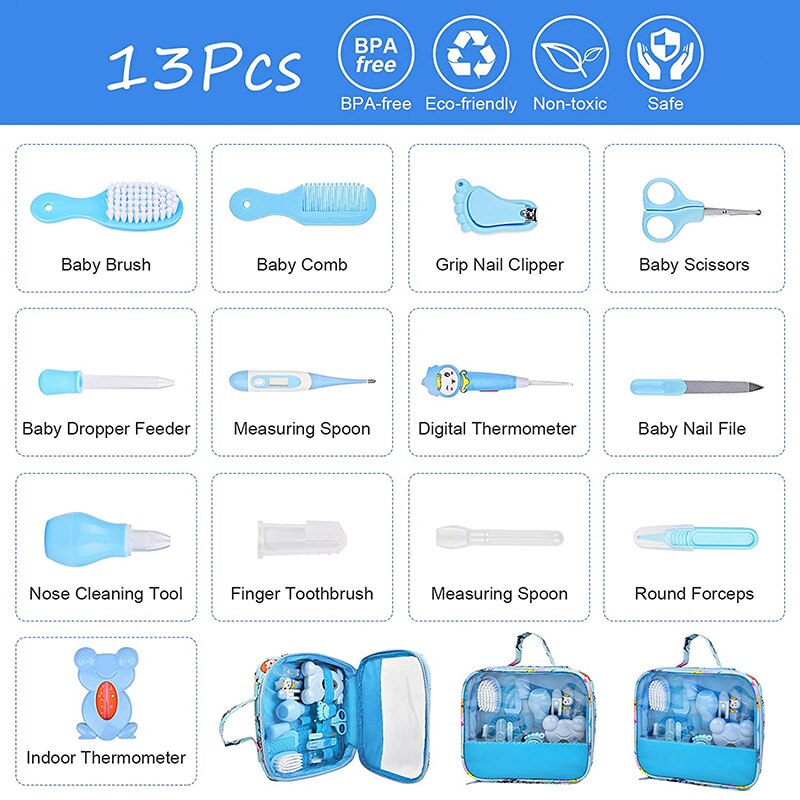 Baby Care Kit Newborn Grooming Tools Set Infant Hygiene Kits Nail Hair Clipper Scissor Comb Trimmer Nose Cleaner Safety Tool