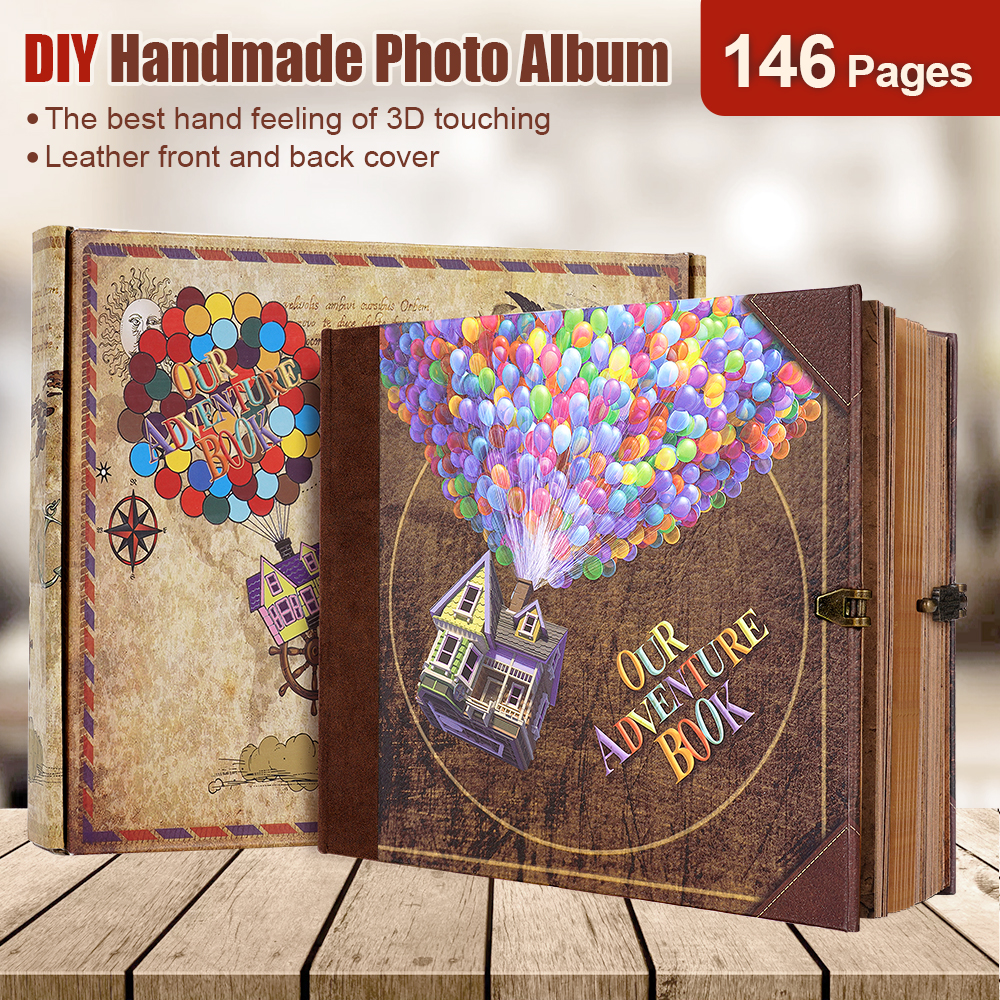 Álbum de fotos hecho a mano DIY de 146 páginas, álbum de recortes, nuestro libro de aventuras, álbum Retro Kraft, recuerdo de aniversario, boda, del día de la madre
