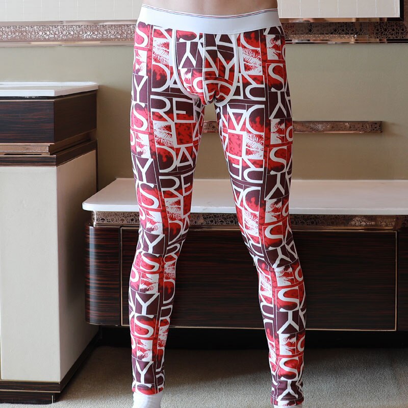 Soutong Winter Warm Men Long Johns Thermal Underwear Bottoms Printed Soft Cotton Thermo Thick Plus Velet Man Thermo Pants: A / M