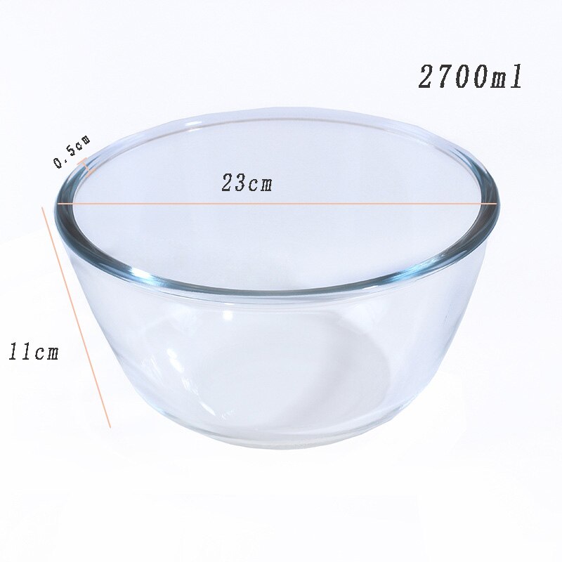 Tigela de cereais de vidro transparente engrossado salada de frutas sobremesa copo doméstico resistente ao calor forno de microondas tigelas especiais único: 2700ML