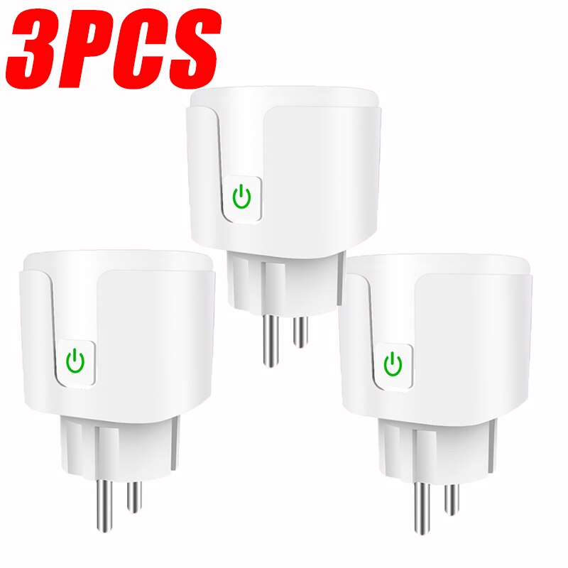 16A EU Smart Wifi Plug Smart Socket With Power Plug Monitor Smart Socket Outlet Works With Google Home Alexa Voice Control: 3PCS