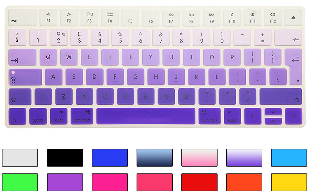 Hrh eu/uk regnbue tastatur cover silikone hud til apple magic keyboard mla 22b/ et europæisk/iso tastatur layout silikone hud