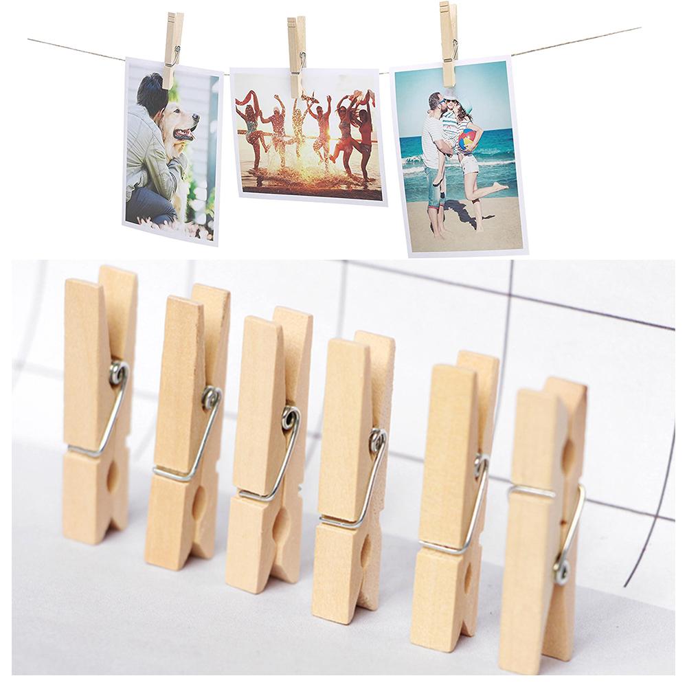 50Pcs Wooden Clothes Pegs Wood Washing Pins Line Hooks Holder Clips Photo Clips Laundry Pins For Hanging Clothing Storage Clips