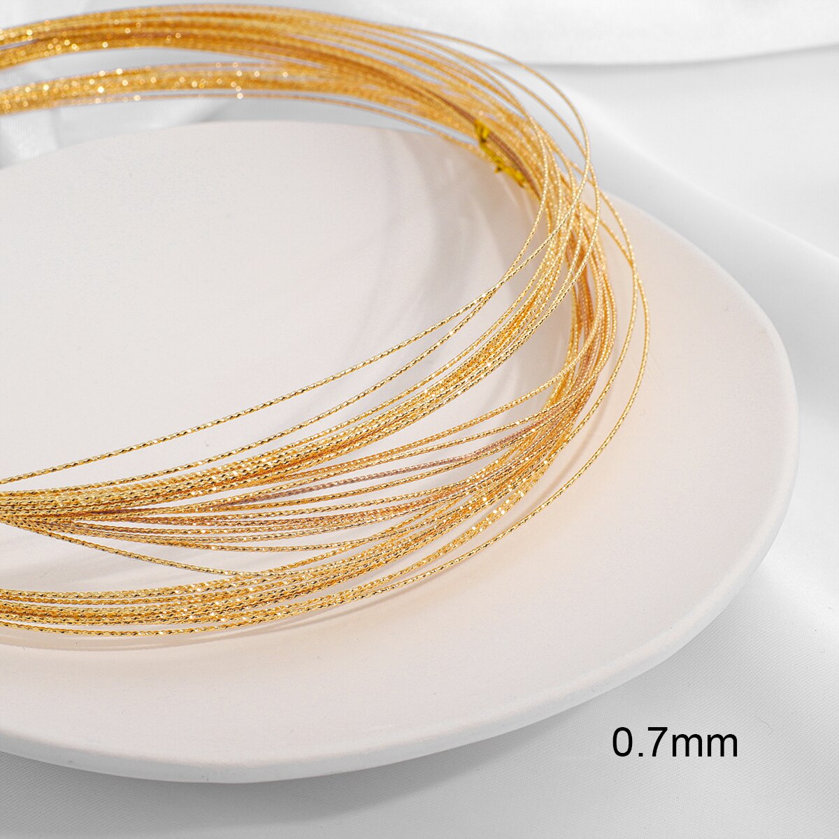 1Meter 18KGold Plating Copper Beading Wire Cord String for Diy Winding Necklace Bracelet Jewelry Finding Craft Making Accessory: style2 0.7mm