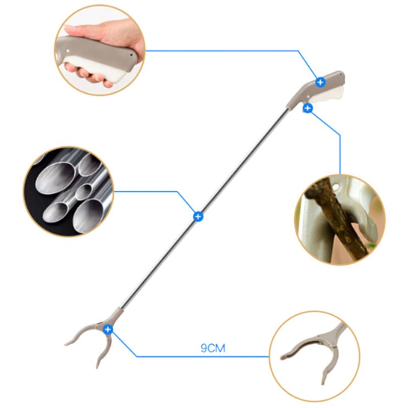 Recogedor de basura plegable de 40cm, herramienta para recoger basura, palo de agarre extensible
