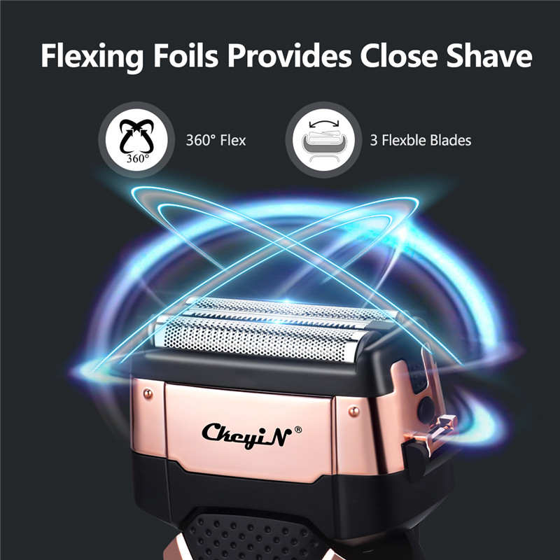 CkeyiN-maquinilla de afeitar eléctrica para hombres, afeitadora impermeable, recortadora de barba , corte de bigote, recargable, máquina de afeitar flotante 3D