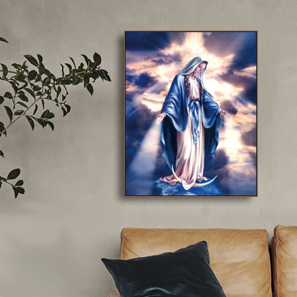 Virgin Mary Decoratie Canvas Schilderij Kalligrafie Wall Art Print Home Decor Canvas Muur Foto 'S voor Woonkamer Kerk