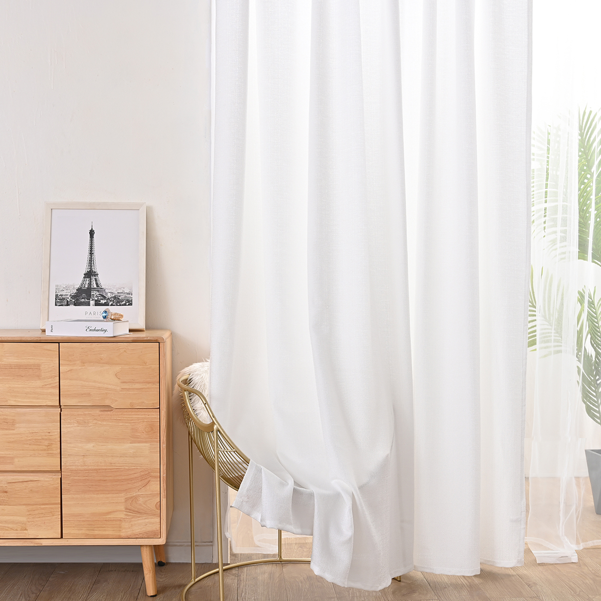 White Semi Sheer Curtains For Living Room Rod Pocket Window Drapes Bedroom Privacy Window Screening Tulle Curtains Decoration