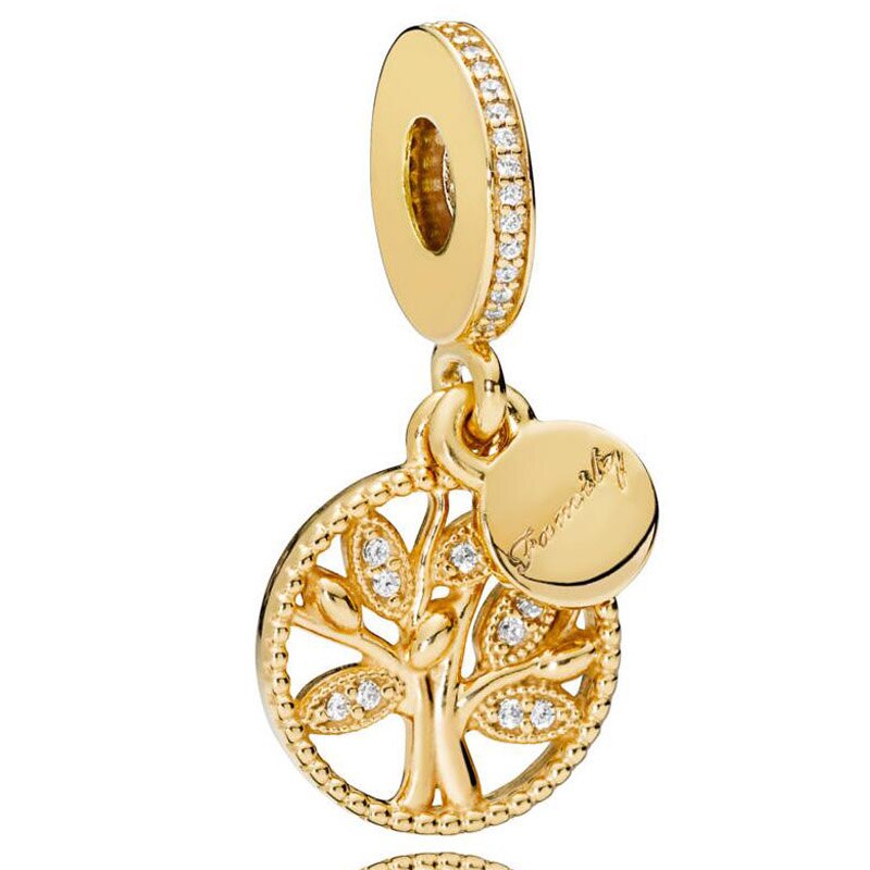 Diy Charm Gold Familie Wortels Boom Van Leven Twee-Tone Medaillon Hanger 925 Sterling Zilver Kraal Fit Originele Armband sieraden: 7