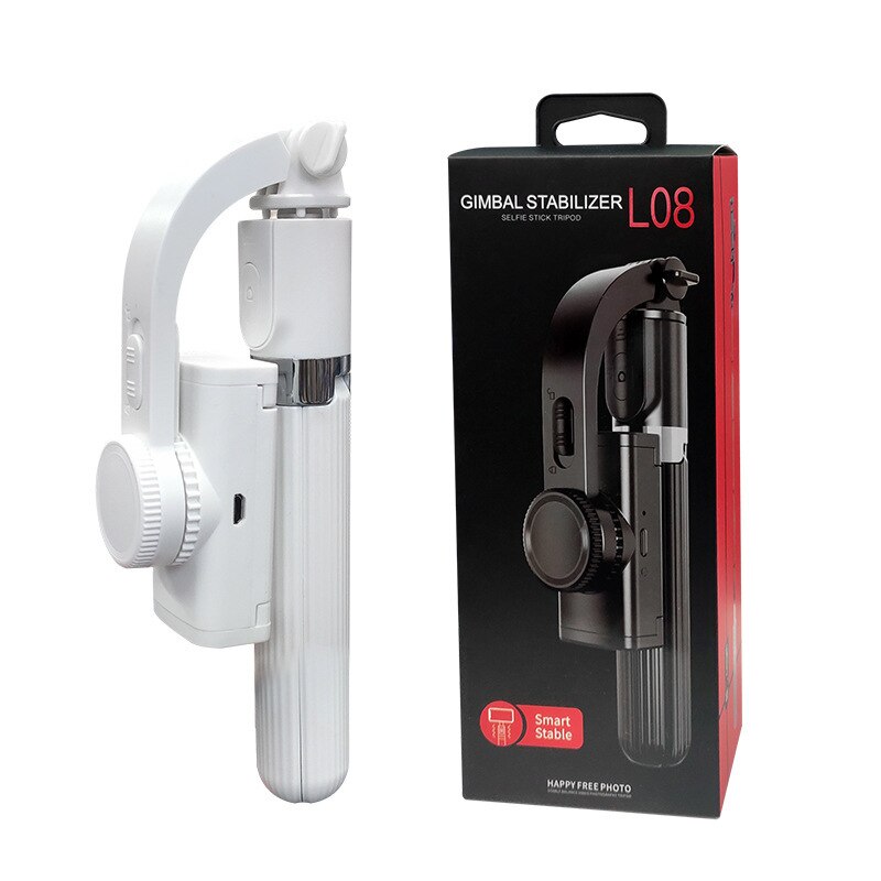 Del telefono mobile stabilizzato selfie bastone anti-scuotere handheld gimbal video stabilizzatore di ripresa Giroscopio L08 treppiede selfie bastone: bianca