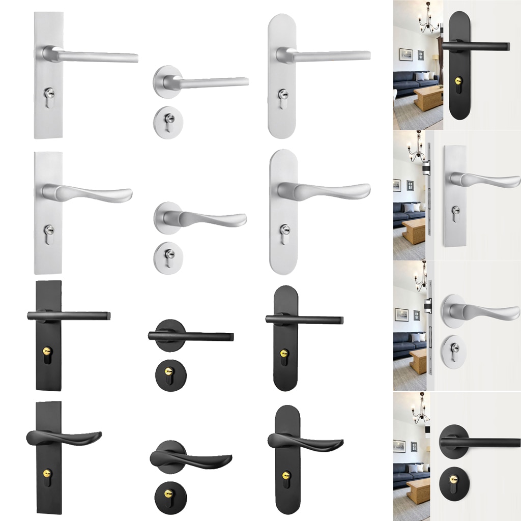 Door Handle Lock Front Back Lever Lock Bathroom Bedroom Door Handles #1