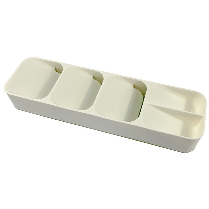 Küche Besteck Schublade Organizer Trocknen Besteck Tablett Löffel Teiler Lager Kasten Gabeln Lagerung Behälter für Küche Utensilien: Löffel Kasten-Weiß