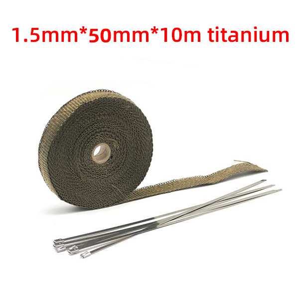 Exhaust Heat Wrap Thermal Tape Fiberglass Heat Wrap Manifold Insulation Roll Resistant with Stainless Ties 5cm*5M/10M/15M/20M: 5x10 Titanium