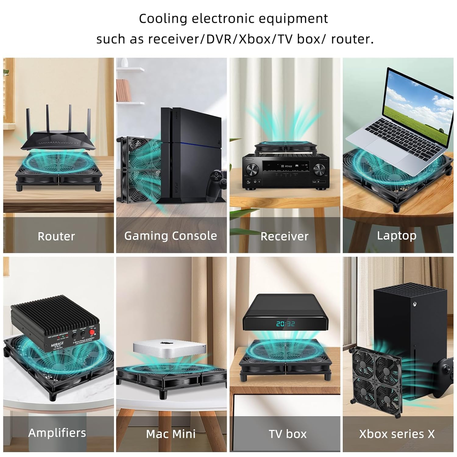 Routerfläkt tv-boxfläkt 120mm 240mm 360mm gör-det-själv-tv-boxkylfläkt med hastighetsregulator 80v-240v & skyddande nät skrivbordskylfläkt
