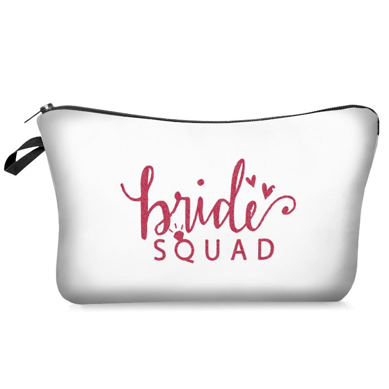 Team Bruid Brief Gedrukt Make-Up Tas Wit Cosmetische Zakken Bruidsmeisje Wedding Party Make Pouch Dames Beauty Case Toilettas: A6
