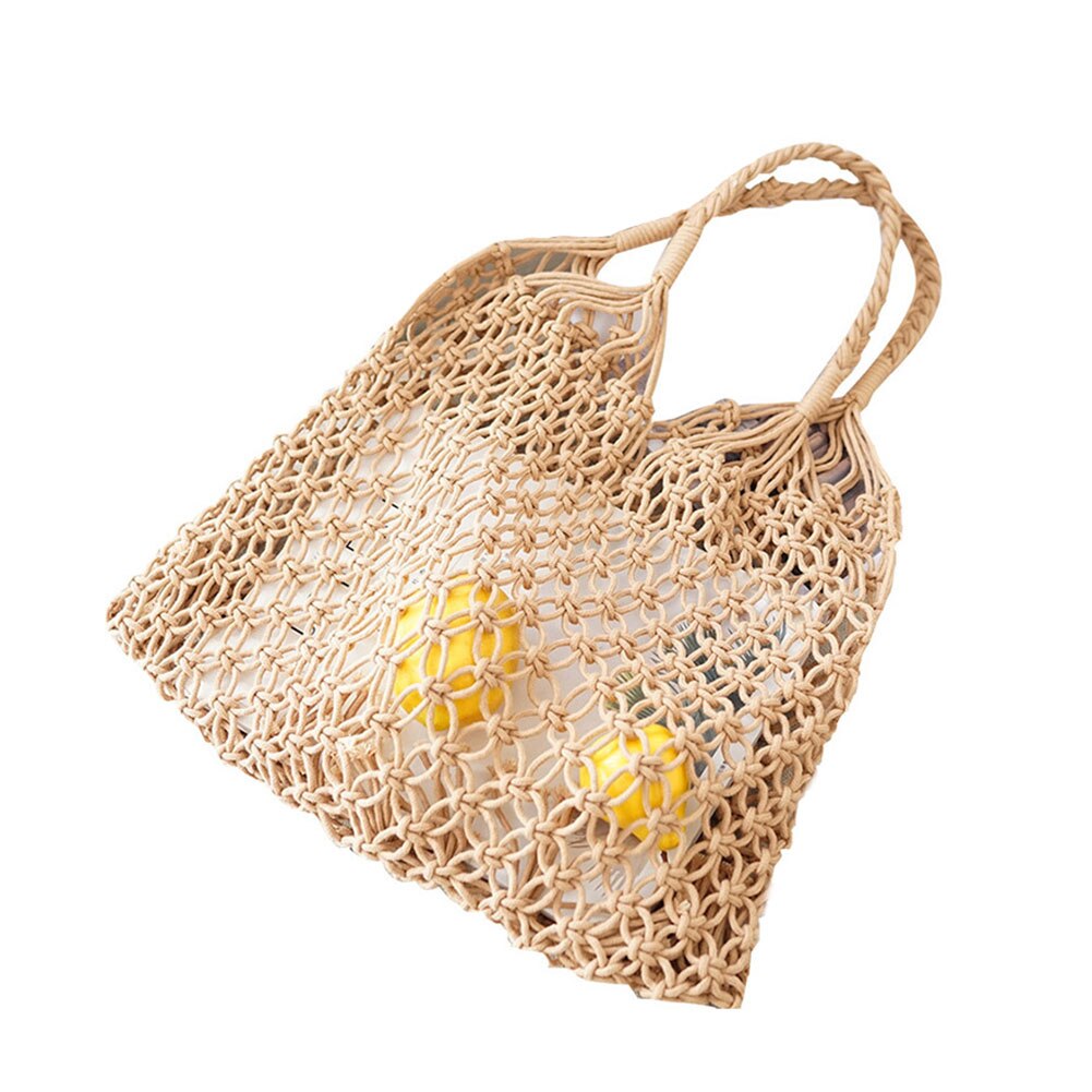 Dames damesmeisje geweven schoudertas handtas rits katoenen draad vintage voor reizen strand xr