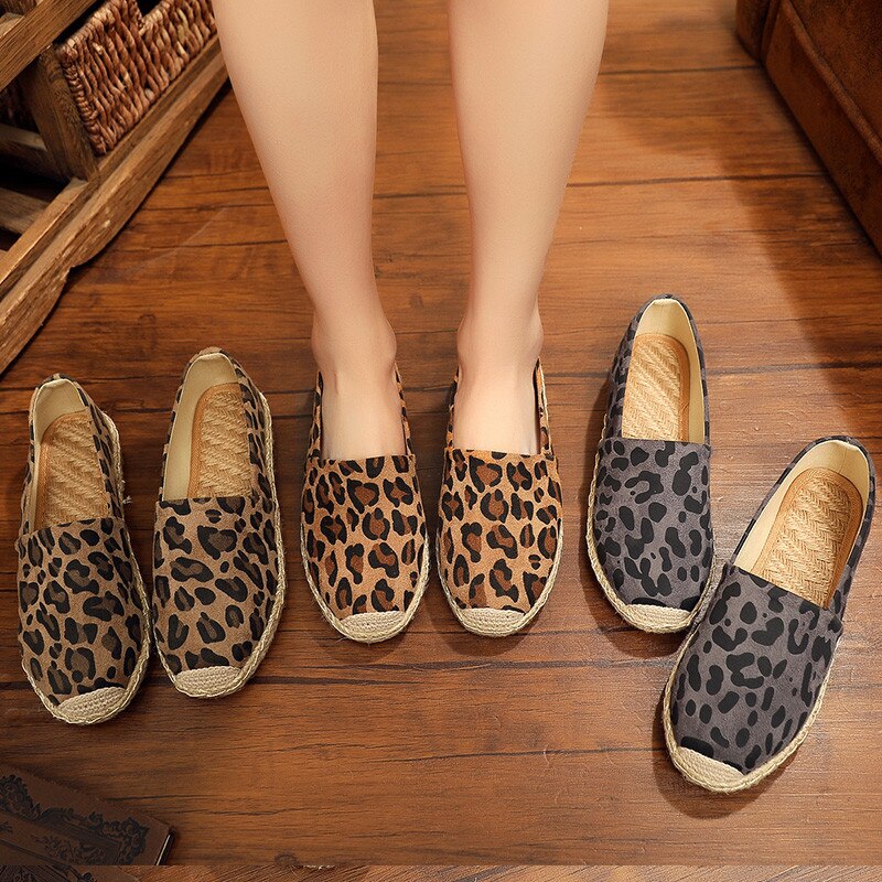 Spring Women Shoes Fisherman Shoes Canvas Slip-on Casual Loafer Flats Leopard Comfortable Casual Mules Espadrille Woman