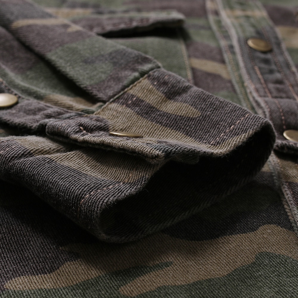 Denim skjorte herre camouflage jean langærmede casual skjorter af høj kvalitet hip hop streetwear sportstøj overalls outwear