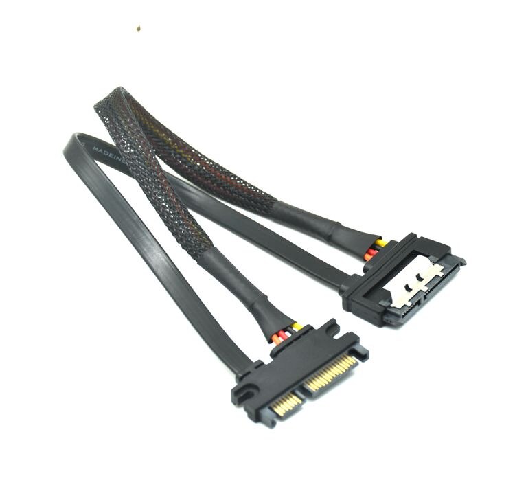 Sata 22 Pin Man-vrouw Sata Verlengkabel Sata 3 Iii 6 Gb/s 22 Pin Man-vrouw 7 + 15 Pin Sata Data Hdd Power: 0.3m / Black