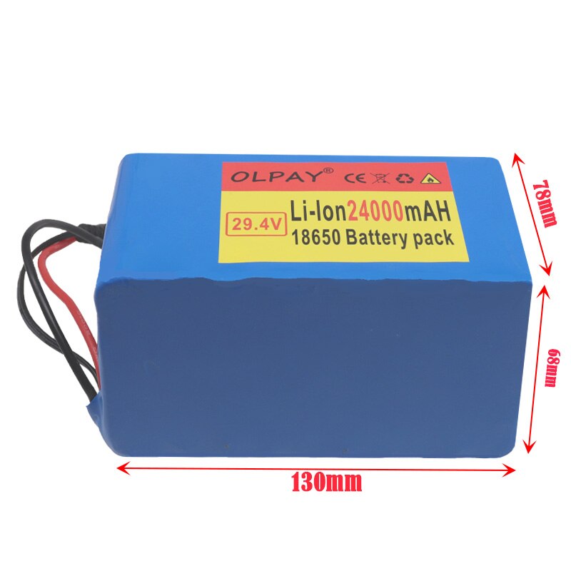 7S4P 24000mAh high power 24AH 18650 Lithium Battery pack with BMS 29.4V Electric bicycle electric car backup power