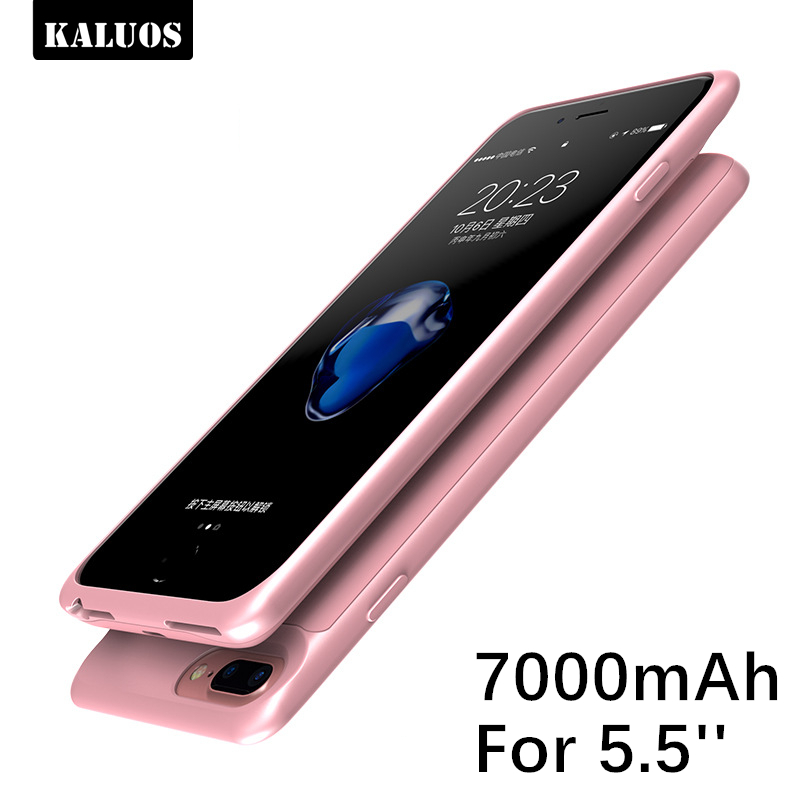 KALUOS Battery Charger Case For iPhone 6S Plus 6P 3700mAh Power Bank Cover for iPhone 7 Plus 8P Phone Battery Silicon Back Cases: 7000mAh Rose Gold