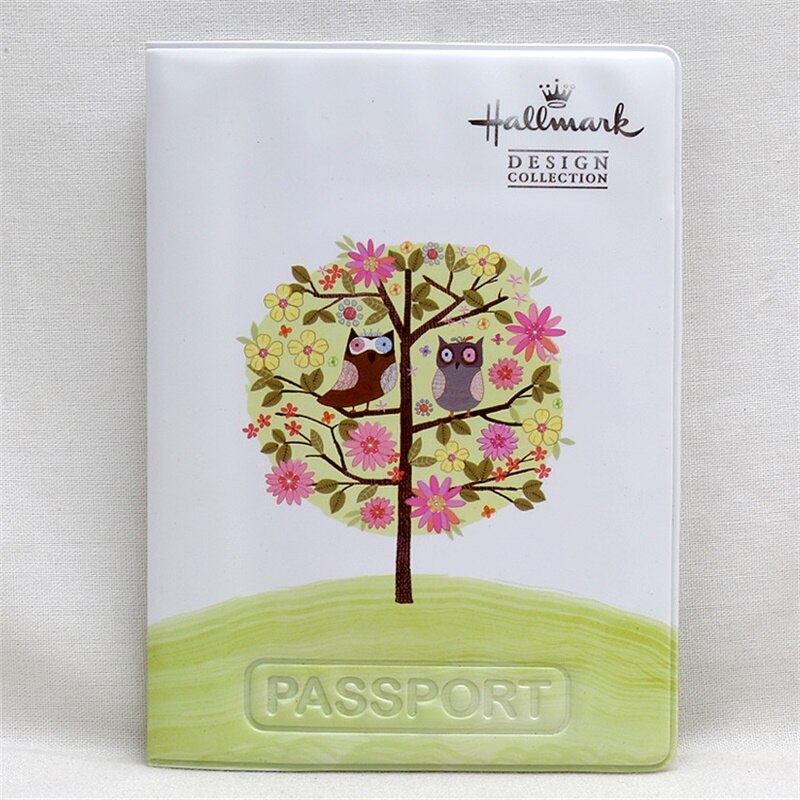 Vrouwen Hond Patroon Paspoort Cover Voor Travel Accessoires Pvc Id Bank Kaarthouder Georganiseerd Bag: owl