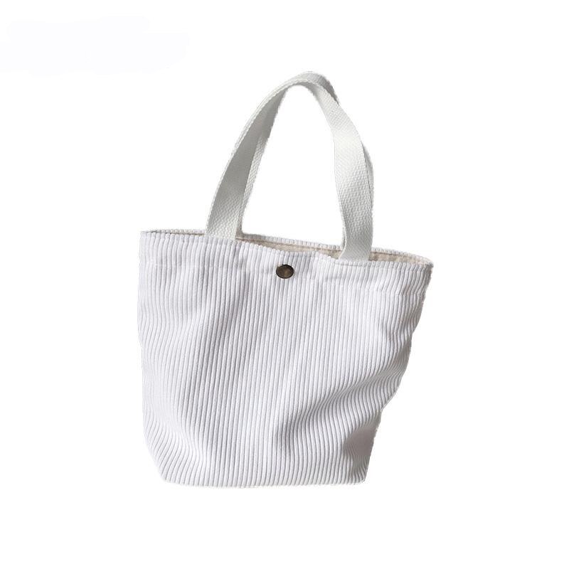 Women Corduroy Shopping Bag Female Canvas Cloth Shoulder Bag Environmental Storage Handbag Reusable Foldable Eco Grocery Totes: white