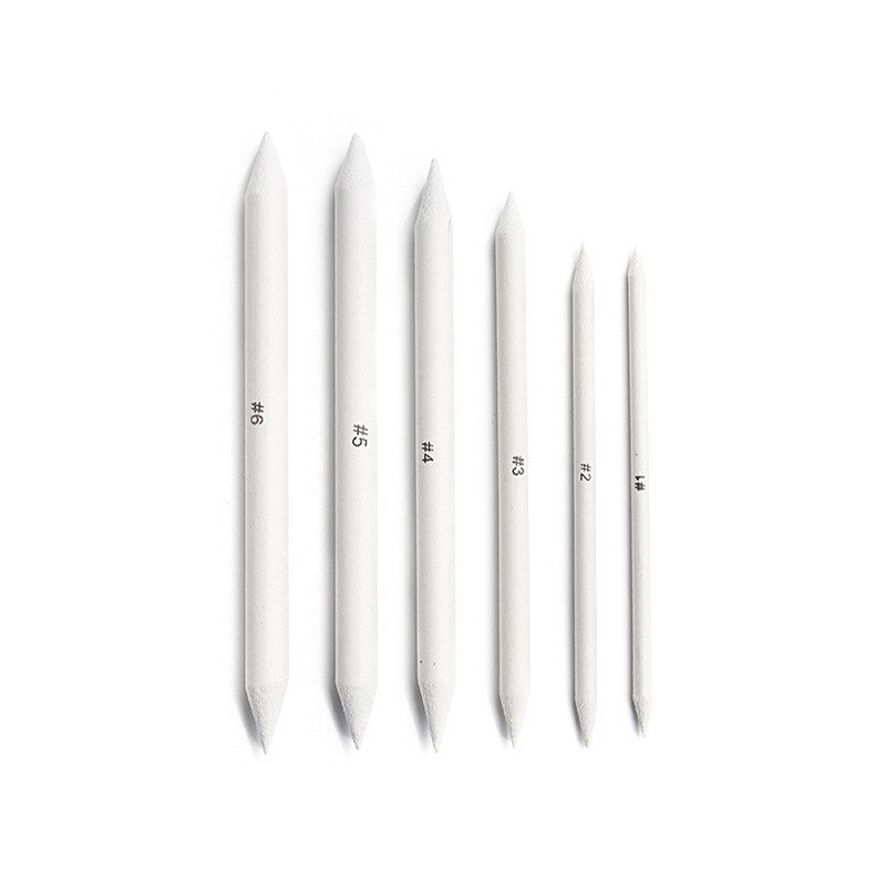 3/6pcs Mélange Tache Souche Bâton Tortillon Croquis Art Blanc Dessin Au Fusain Sketcking Outil Papier De Riz Stylo Fournitures D&#39;art
