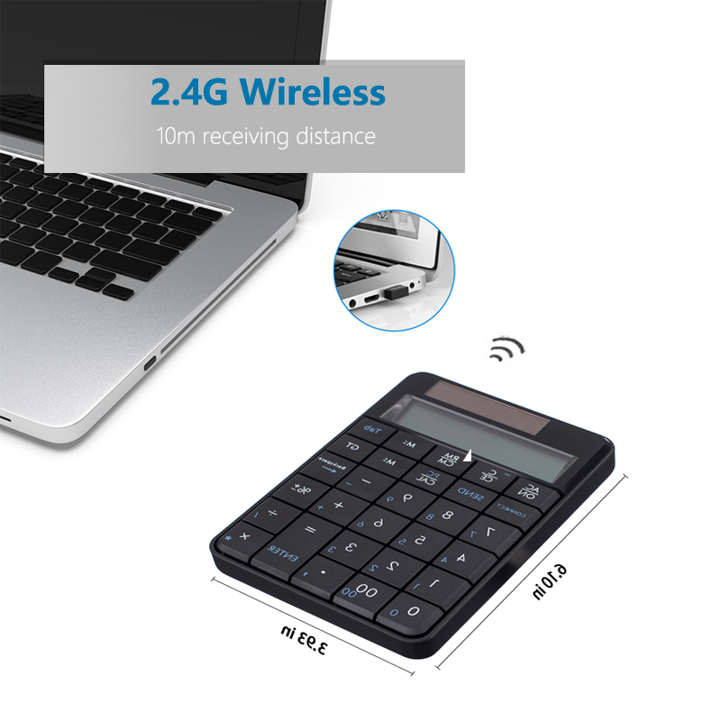 Toetsenbord 29key Wireless Numeriek Toetsenbord 2.4G Usb Rekenmachine & Pc Numeriek Toetsenbord 2 In 1 Solar Keyboard