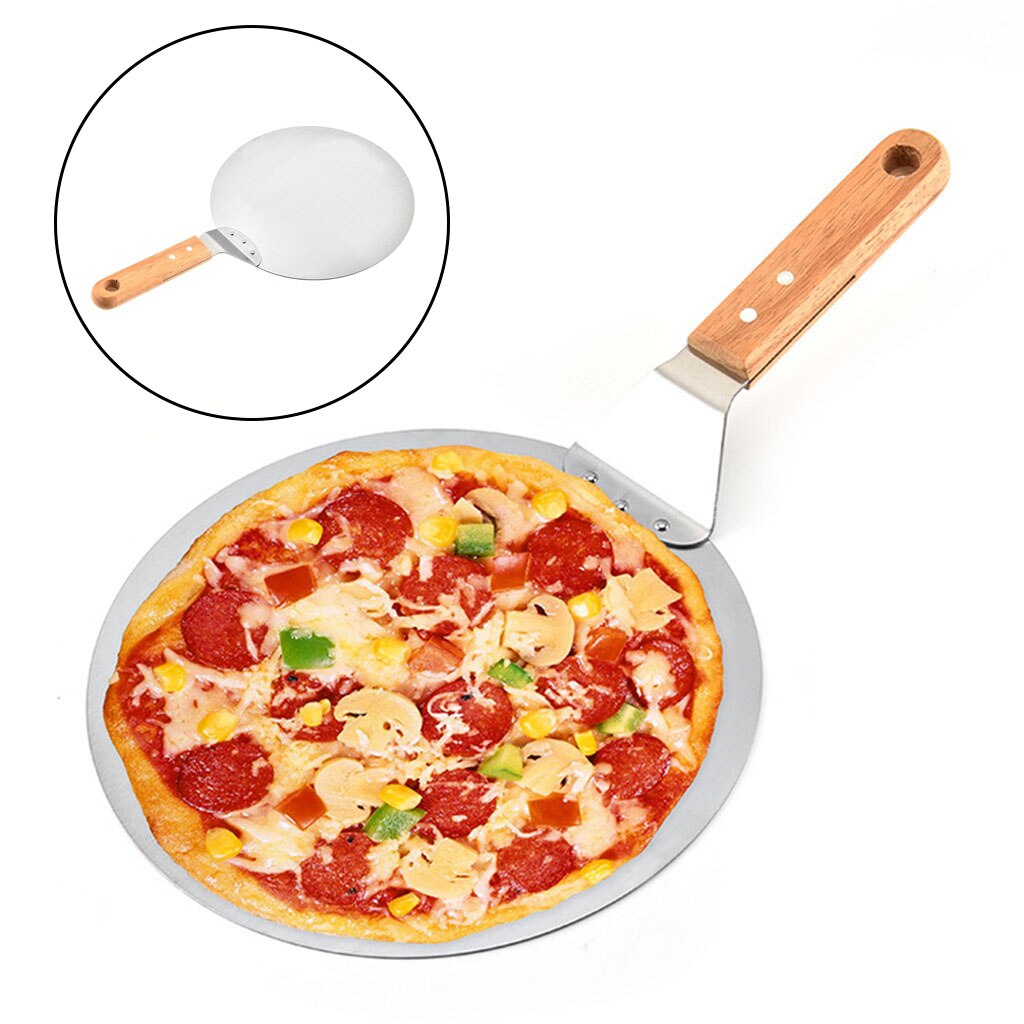 Roestvrij Staal Pizza Schop Pizza Peelings Met Houten Handvat Pizza Paddle Spatel Cake Bakken Tool Keuken Accessoires