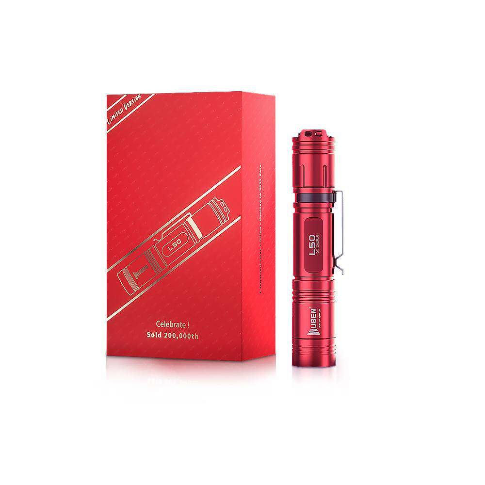 Wuben L50 Flashlight Red Commemorative Edition OSRAM P9 LED 1200 Lumens USB Rechargeable Torch Light with 18650 battery