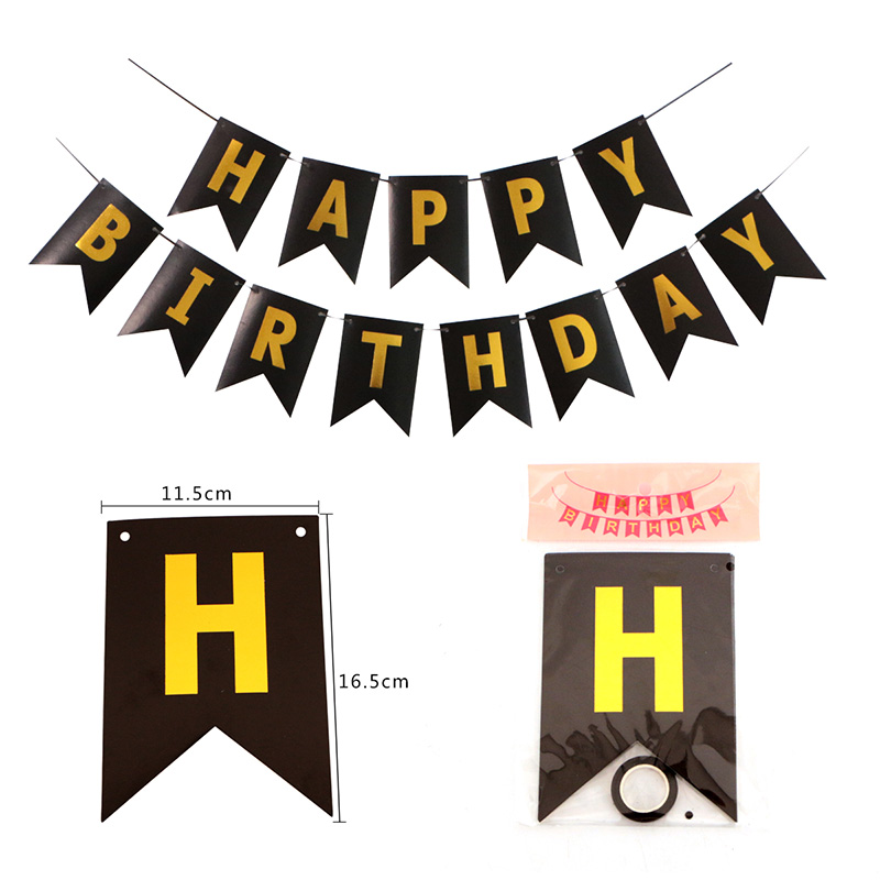 Ballons pour anniversaire, 13 pièces, lettres Happy Birthday, 16 pouces, décorations pour fête en aluminium, Rose or, argent, noir, fournitures de: black banner