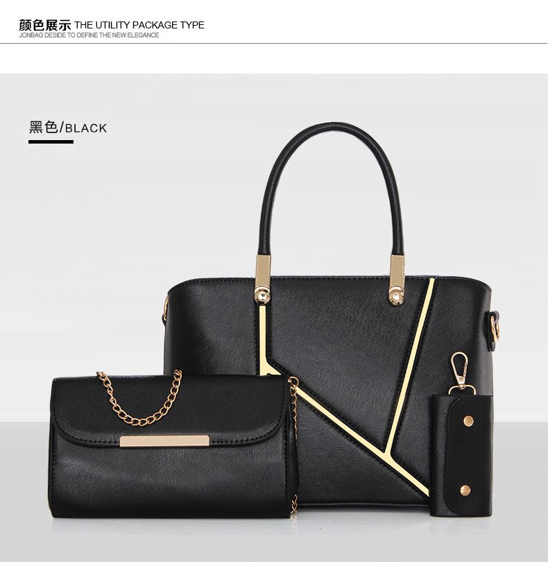 Verkoper Modieuze Vrouw Zak Ilting Vrouw Zak Vrouw Zak Tote Zachte Messenger Bag Key Packet Triade: Black