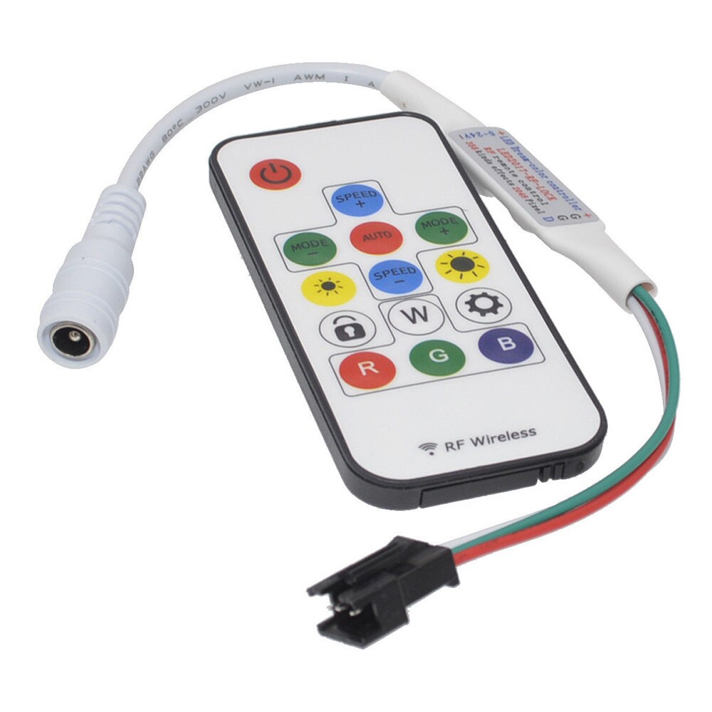 Trådløs  rf 14 nøgle 21 nøgle mini lille led pixel strip lys controller til  ws2811 sk6812 ws2812b 6803 1903 med fjernbetjening: 14 nøgle 5-24v rf