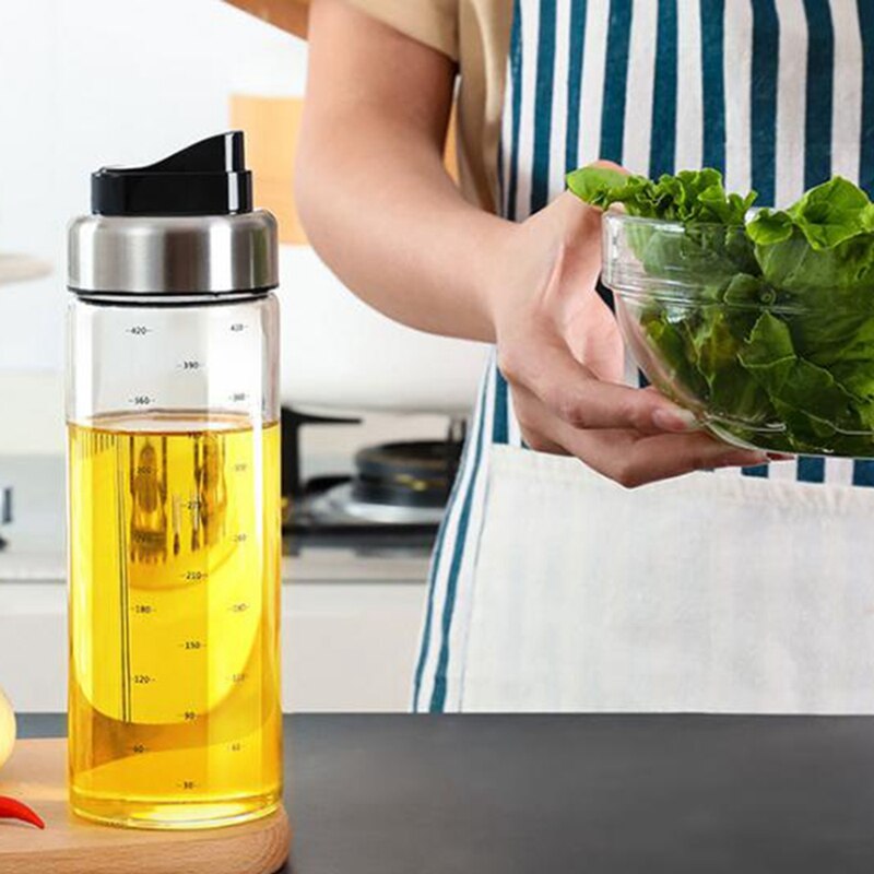 2 Pcs 450Ml Olive Oil Dispenser Bottle,Automatic Open and Close Oil Pot,Oil and Vinegar Measuring Bottle for Kitchen