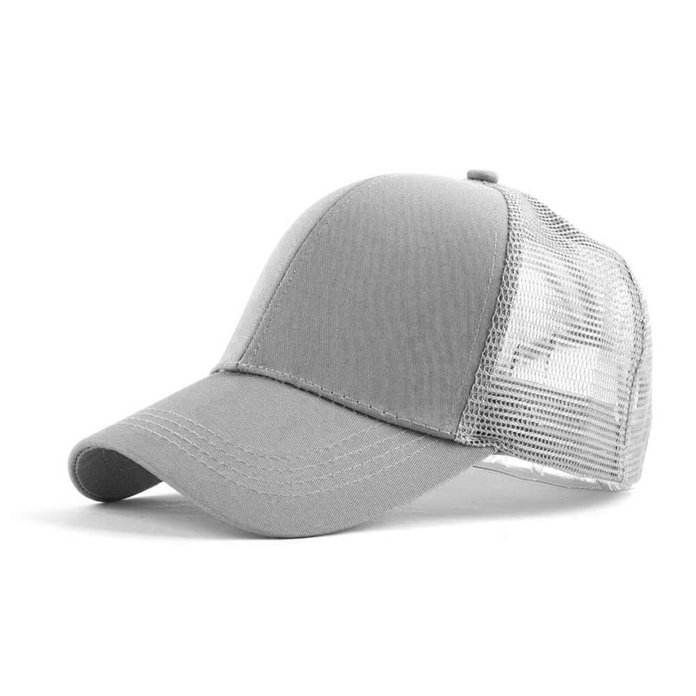 Kvinnor sport löparhatt utomhus solskydd hästsvans baseball tenniskeps sommar sol uv skydd mesh sport löpning cykel keps: Grå