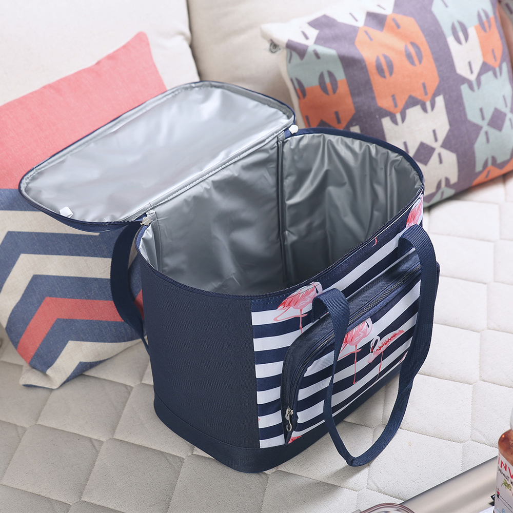 SANNE 20L Flamingo Verdicken Faltbare Frische Isolierte Kühltasche Thermische Wasserdichte Polyester Eis Tasche Isolierte Kühltasche
