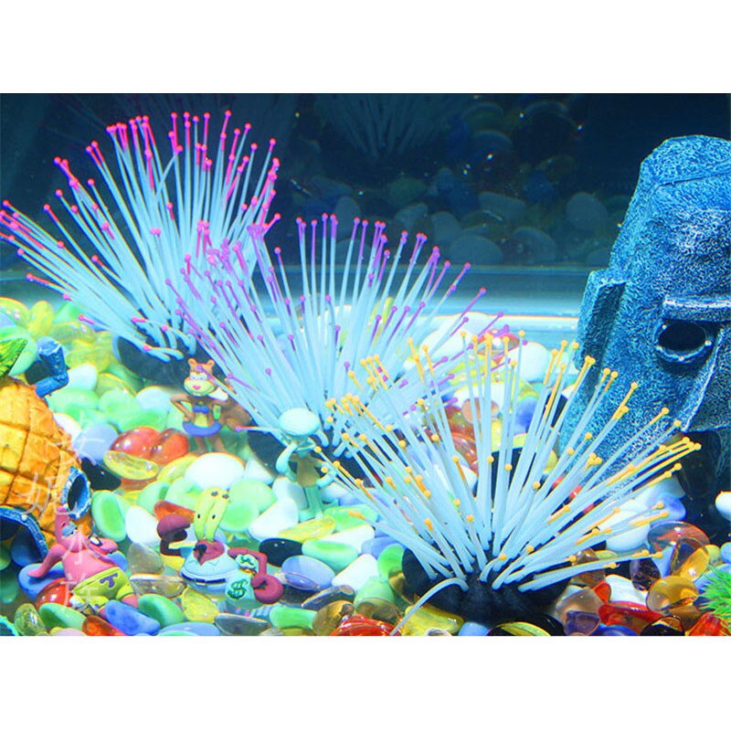 Glowing Effect Artificial Sea Anemone Fish Tank Aquarium Plant Decoration Submarine Underwater Ornament