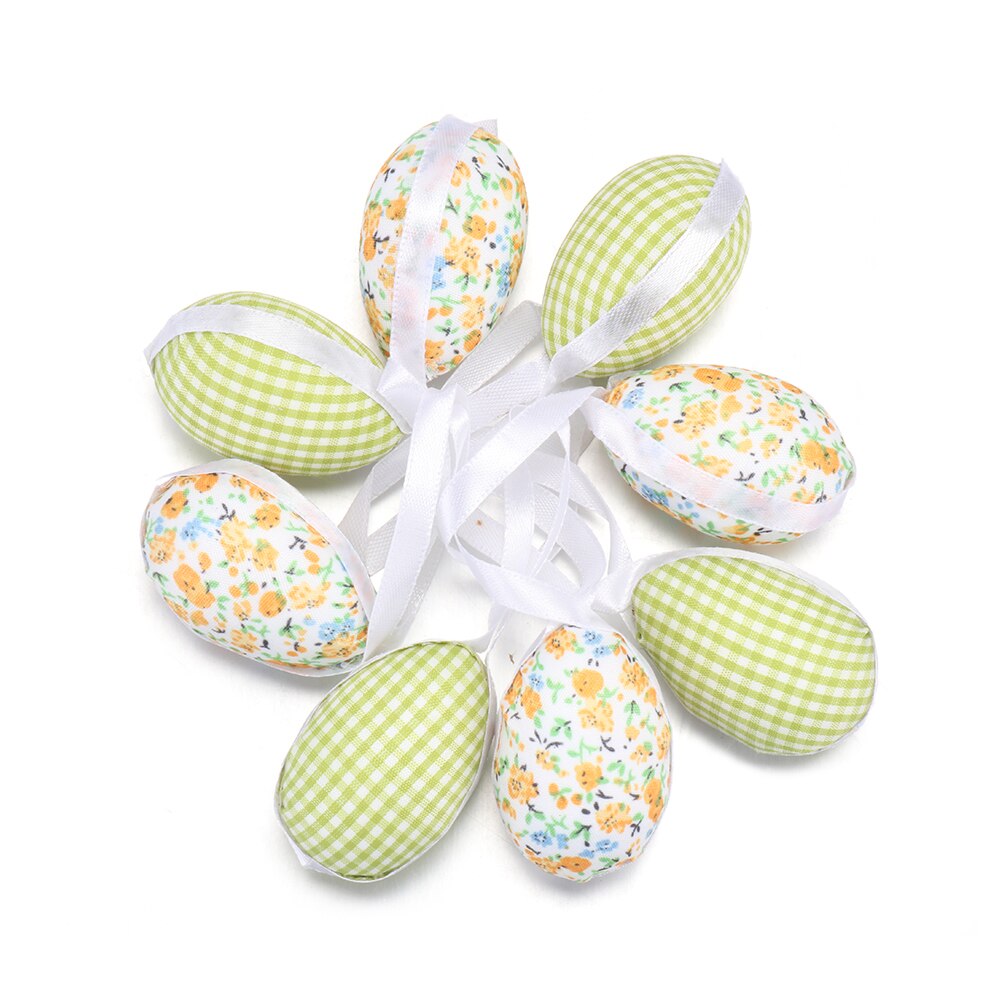 9PCS/Set Easter Cloth Egg Decoration Hanging Ornaments Easter Egg Toy Home Decor Party Ornaments: green
