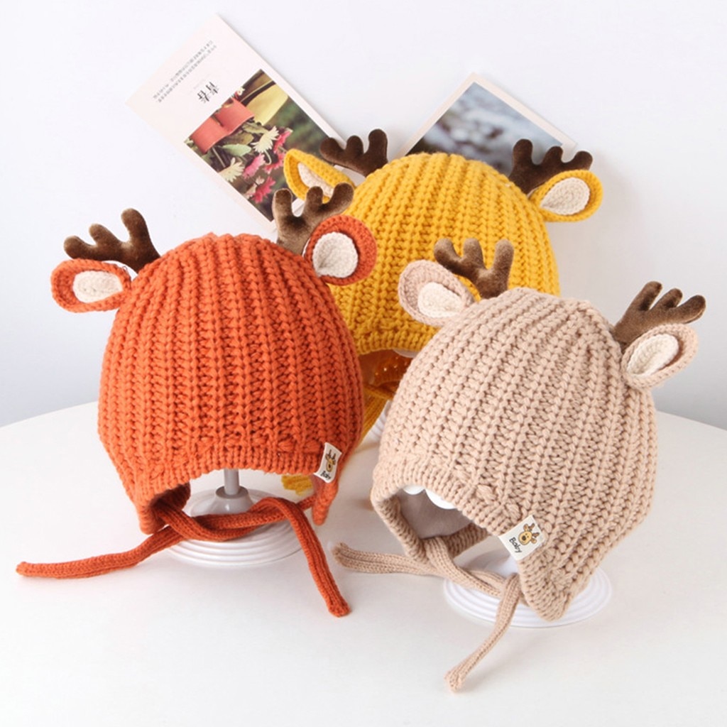 Kerst baby fotografie props hoed Peuter Meisje & Jongen Baby Kerst Cartoon Herten Winter Haak Muts Beanie Cap HOOLER