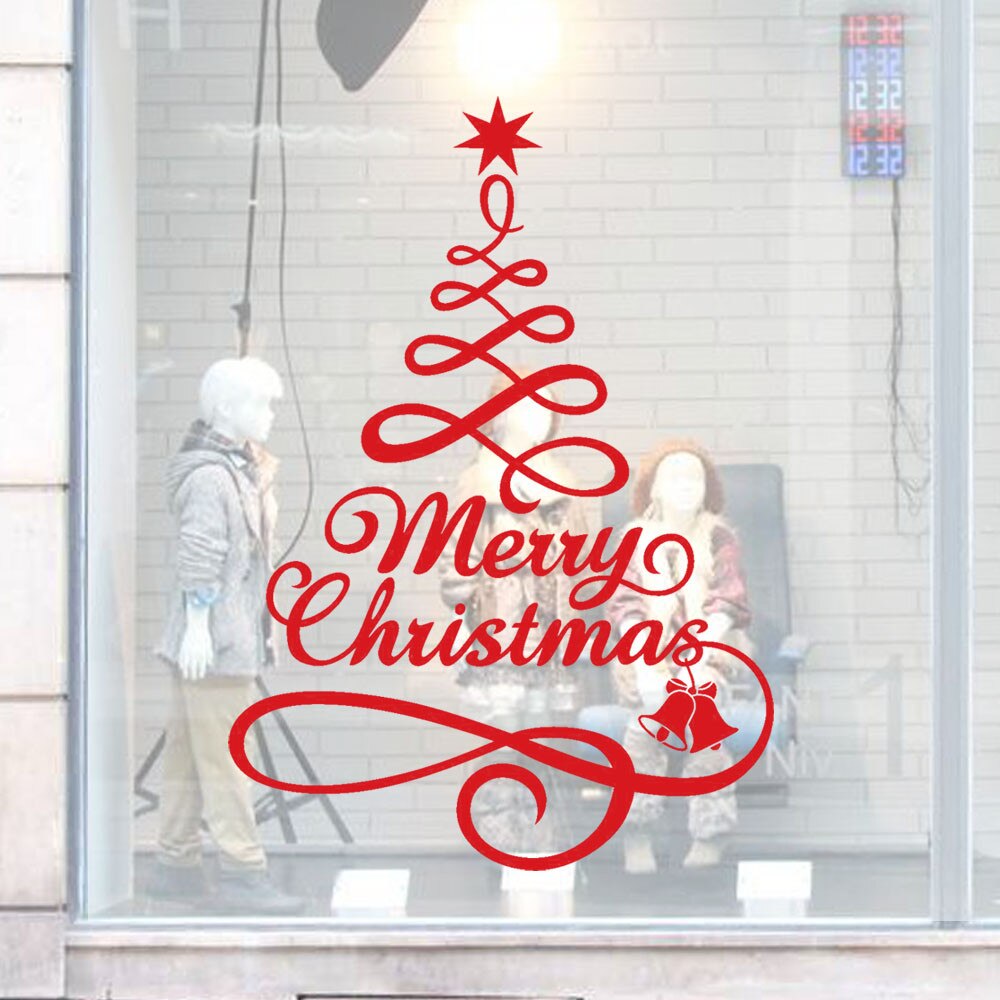 40#  juletræsvindue vinylvægklistermærker boligdekorationer vægoverføringsbillede til juletræ vindue og vægdekoration: -en