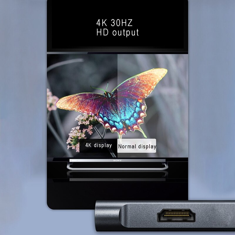 USB C HUB Type-C Docking Station 3 in 1 4K HDMI PD 60W USB 3.0