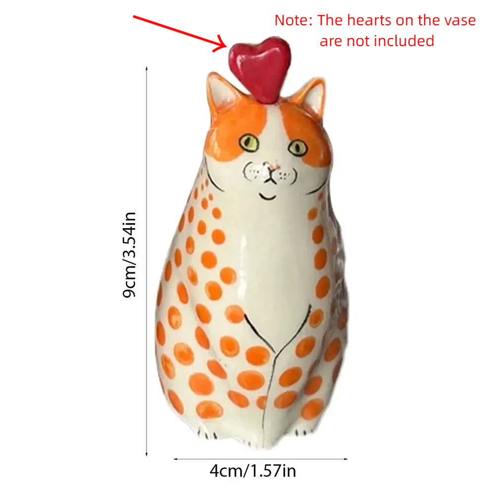 Multicolored polka dot cat vase, cute creative small animal flower vase, small caliber, resin cat vase, wedding decoration