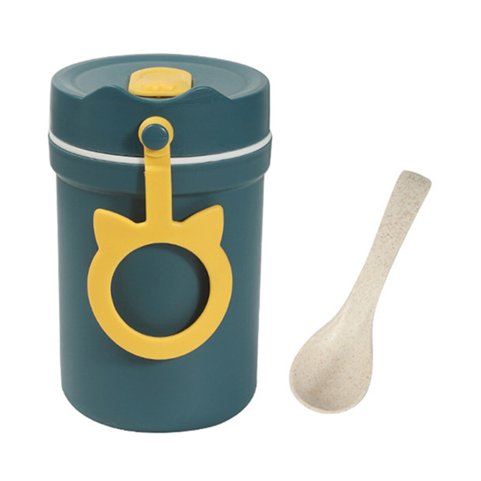 Double Layer Oatmeal Cup With Lid and Spoon Portable Plastic Soup Cup ALI88: A