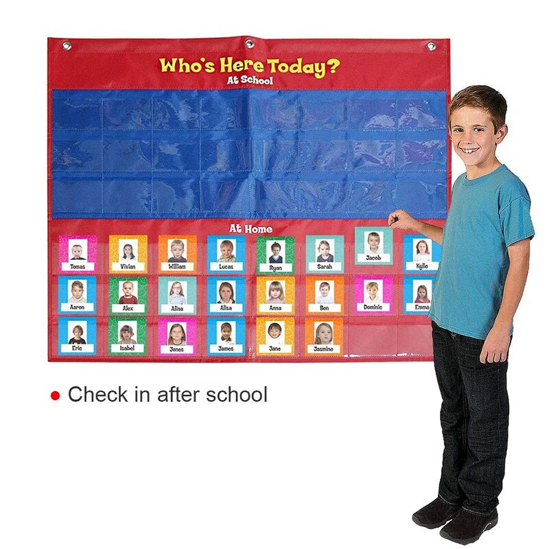 Kids Attendance Pocket Chart for Classroom Children Educational Tools