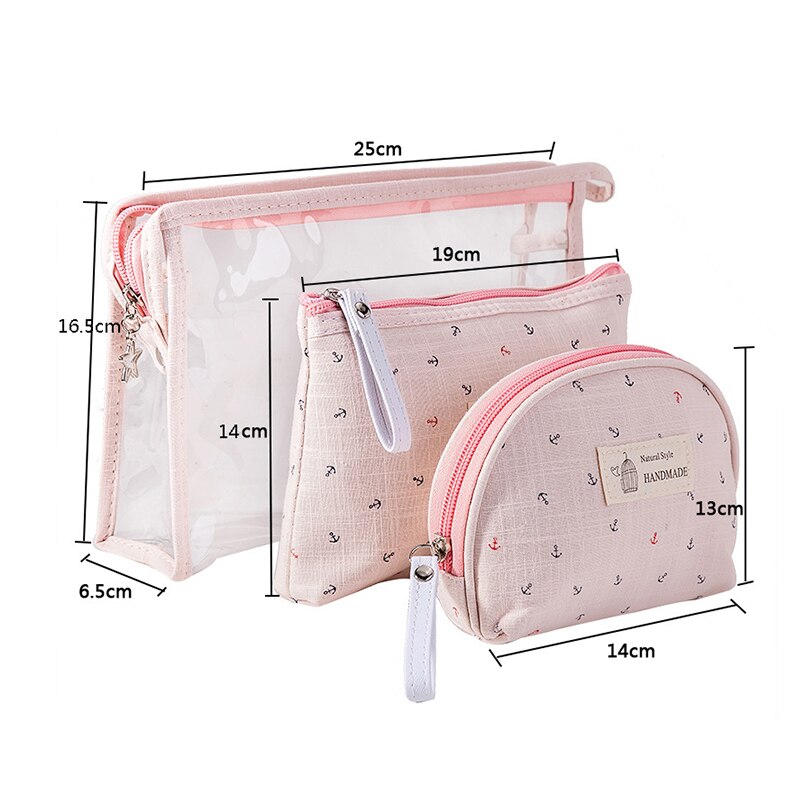 Hmunii dames s 3- delige make-up reistasset in verschillende maten, opbergtas, handvat, toilettas, multifunctionele reisaccessoires