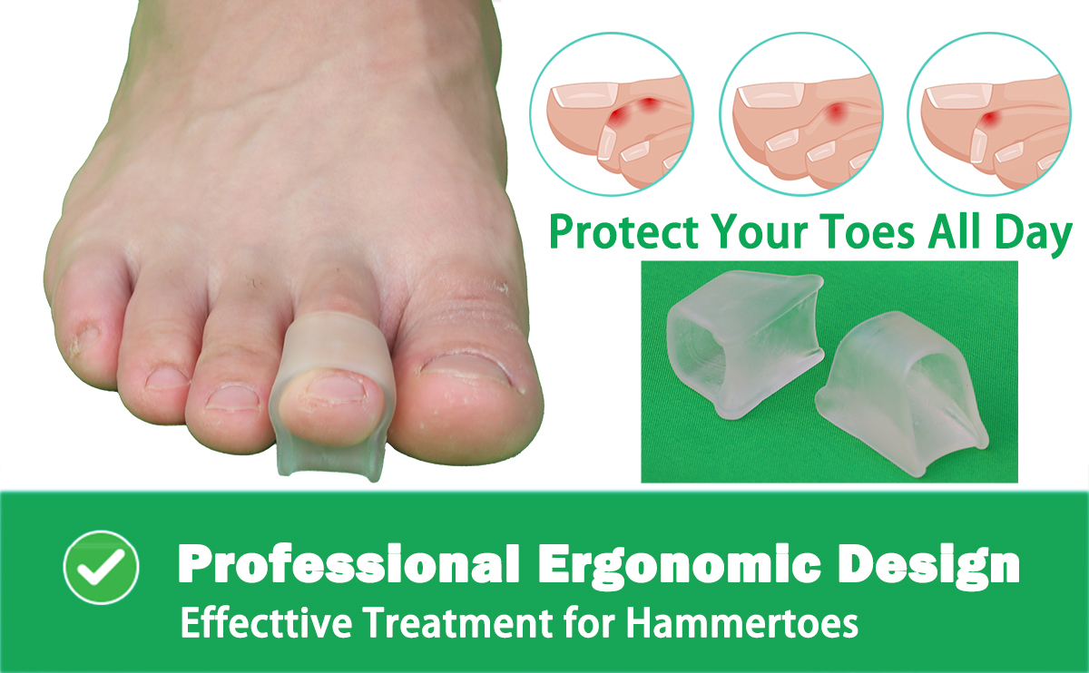 Pexmen 2Pcs Hammertoe Corrector Toe Splints Soft Gel Toe Straighteners Realign Bent Curled Crooked Claw and Hammer Toes: light green